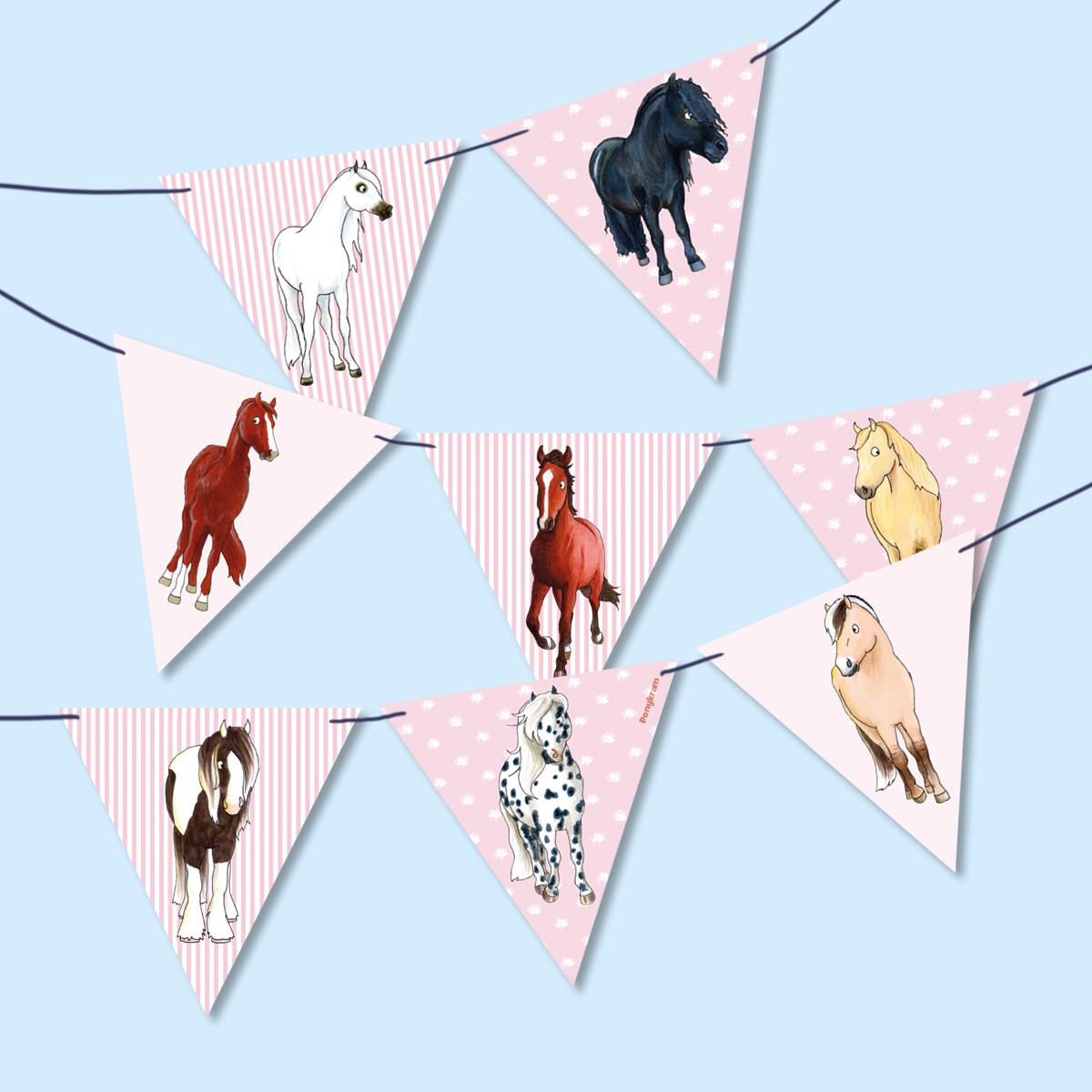 Wimpelkette: Pferdefarben