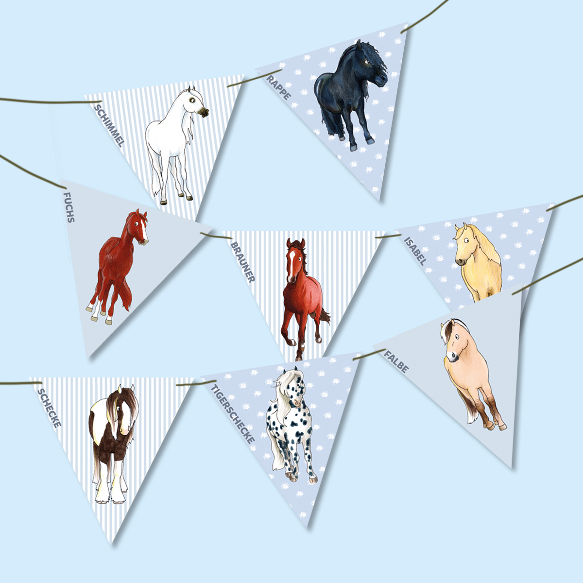 Wimpelkette: Pferdefarben