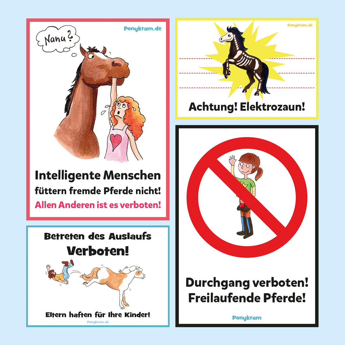 Warnschilder: Weide und Paddock