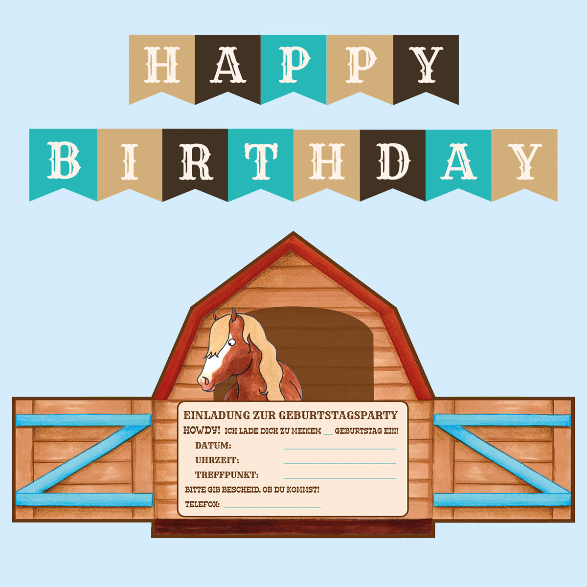 Geburtstags-Set: Western-Pony-Party