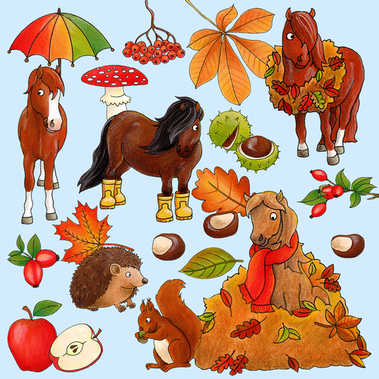 Illustrationspaket: Pony-Herbst
