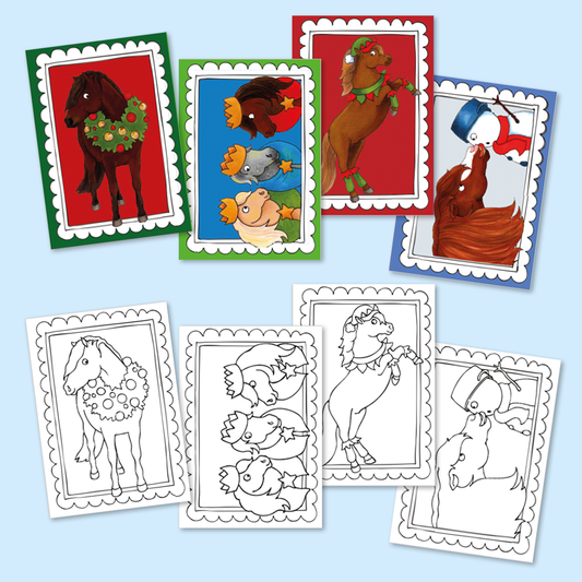 Karten-Set: Pony Weihnacht