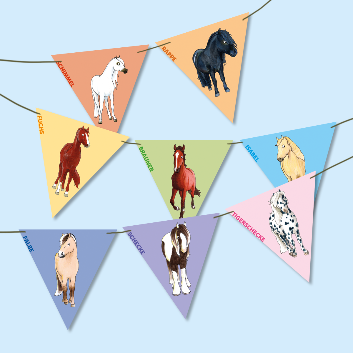 Wimpelkette: Pferdefarben